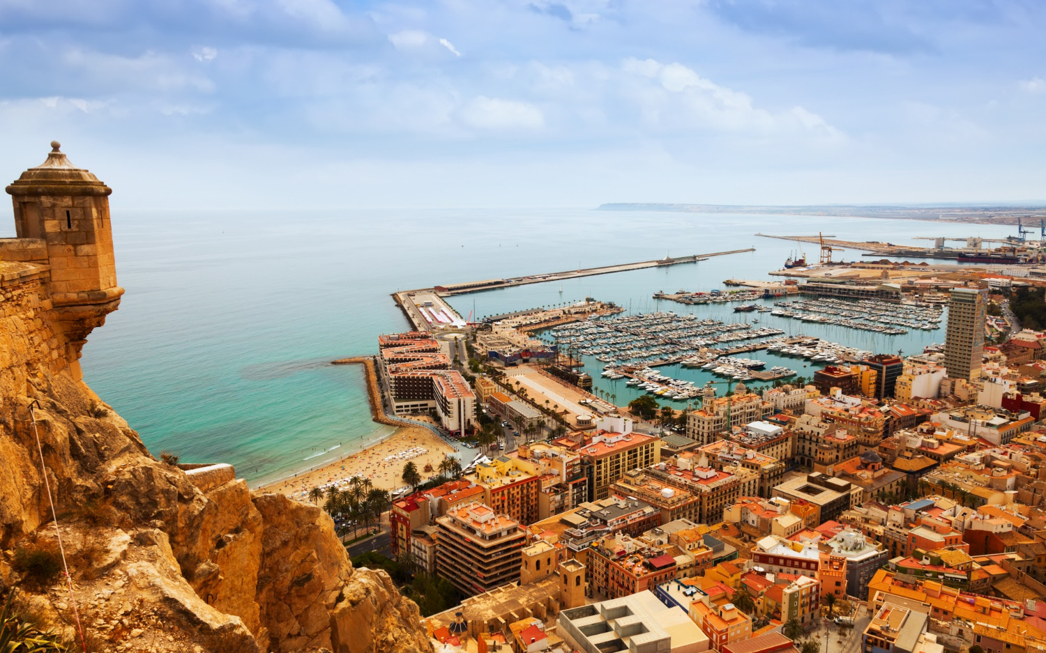 Alicante — a view of the city, the port and the Mediterranean
