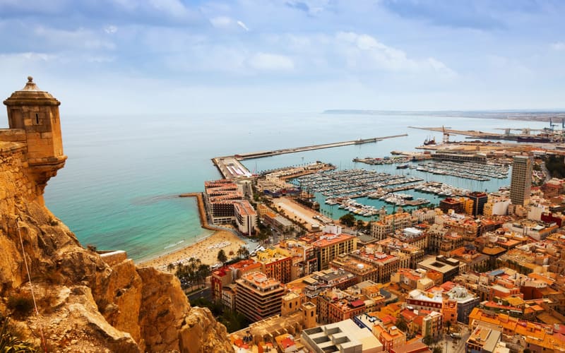 Alicante — a view of the city, the port and the Mediterranean
